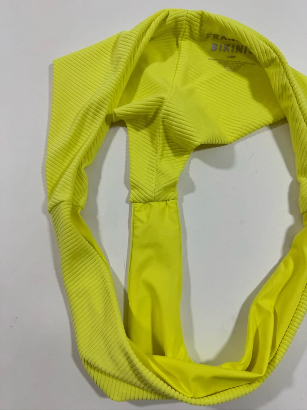 Frankies Bikinis Neon Yellow Ribbed Cheeky Bottom